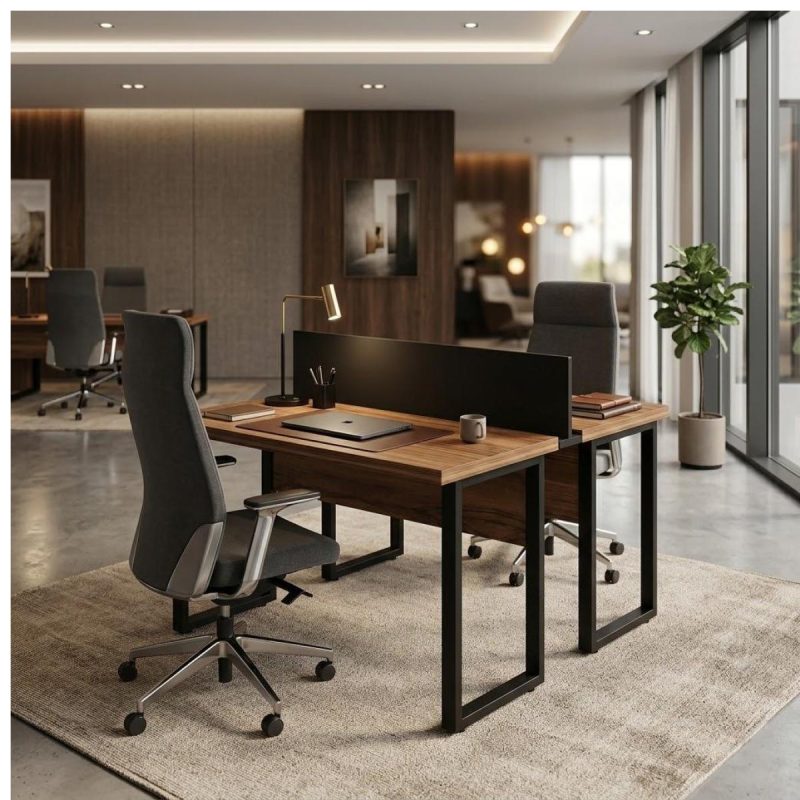 Móveis para Escritório Mesa de Escritório Dupla Industrial 120cm Tampo 40mm - Sevilha / Preto