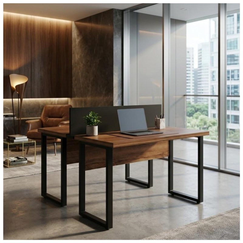 Móveis para Escritório Mesa de Escritório Dupla Industrial 120cm Tampo 40mm - Sevilha / Preto