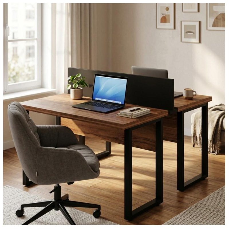 Móveis para Escritório Mesa de Escritório Dupla Industrial 120cm Tampo 40mm - Sevilha / Preto