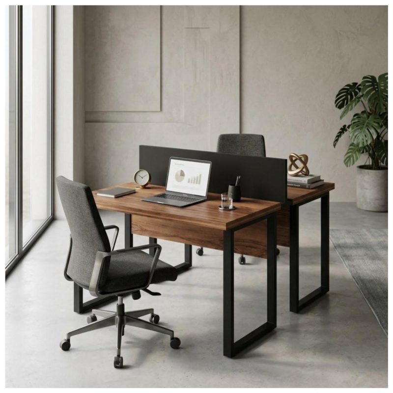 Móveis para Escritório Mesa de Escritório Dupla Industrial 120cm Tampo 40mm - Sevilha / Preto