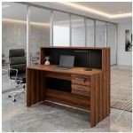 Outros Balcão de Atendimento 1.35x1,13x0,60m - C/ 02 Gavetas - WORKSTART - NOGAL SEVILHA / PRETO - 63082