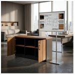 Móveis para Escritório Armário Credenza Escritório 120cm Madeira com Nicho - Sevilha / Preto - 21412