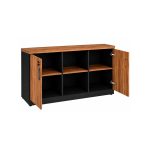 Móveis para Escritório Armário Credenza Escritório 120cm Madeira com Nicho - Sevilha / Preto - 21412