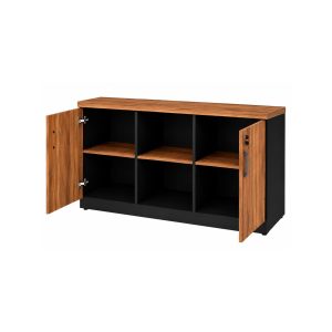 Armário Credenza Escritório 120cm Madeira com Nicho - Sevilha / Preto - 21412