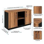 Móveis para Escritório Armário Credenza Escritório 120cm Madeira com Nicho - Sevilha / Preto - 21412