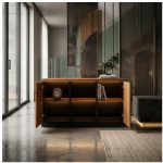 Móveis para Escritório Armário Credenza Escritório 120cm Madeira com Nicho - Sevilha / Preto - 21412
