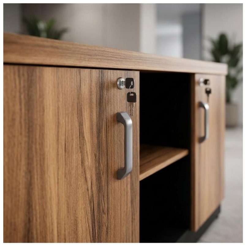 Móveis para Escritório Armário Credenza Escritório 120cm Madeira com Nicho - Sevilha / Preto - 21412
