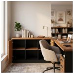 Móveis para Escritório Armário Credenza Escritório 120cm Madeira com Nicho - Sevilha / Preto - 21412
