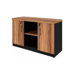 Móveis para Escritório Armário Credenza Escritório 120cm Madeira com Nicho - Sevilha / Preto - 21412
