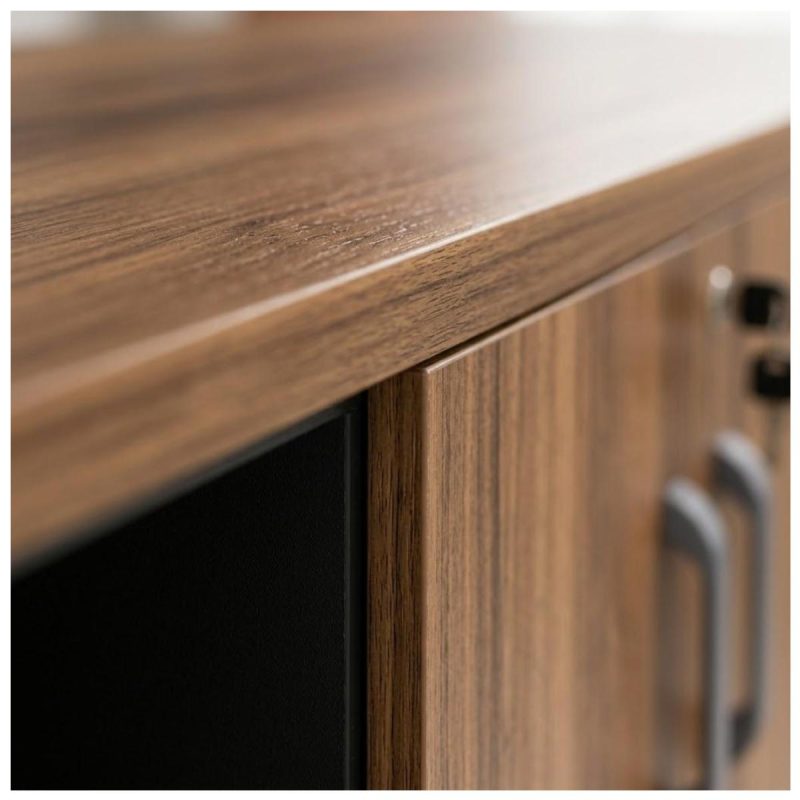 Móveis para Escritório Armário Baixo GOLD Credenza ESPECIAL - 1,60x0,73x0,45m  - GEBBWORK - NOGALSEVILHA / PRETO - 23502