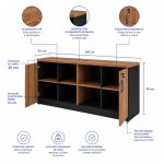 Móveis para Escritório Armário Baixo GOLD Credenza ESPECIAL - 1,60x0,73x0,45m  - GEBBWORK - NOGALSEVILHA / PRETO - 23502
