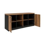 Móveis para Escritório Armário Baixo GOLD Credenza ESPECIAL - 1,60x0,73x0,45m  - GEBBWORK - NOGALSEVILHA / PRETO - 23502