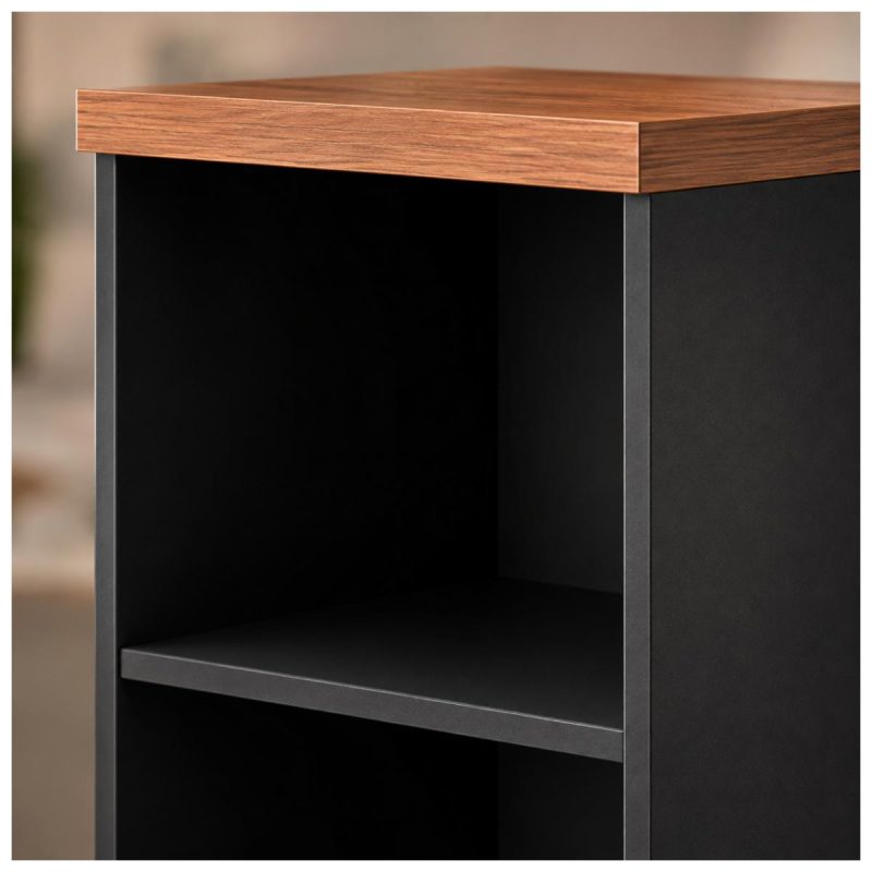 Móveis para Escritório Armário Multiuso com Prateleiras - Preto e Amadeirado - 161x40x45cm Nogal Sevilha / Preto 21432