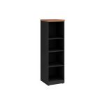 Móveis para Escritório Armário Multiuso com Prateleiras - Preto e Amadeirado - 161x40x45cm Nogal Sevilha / Preto 21432