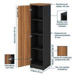 Móveis para Escritório Armário Torre de Escritório com Chave e Tampo 40mm Organização Home Office Nogal Sevilha 21434