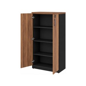 Móveis para Escritório Armário Multiuso Escritório Pollo Madeira Preto Premium 80cm Nogal Sevilha 21414