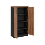 Móveis para Escritório Armário Multiuso Escritório Pollo Madeira Preto Premium 80cm Nogal Sevilha 21414