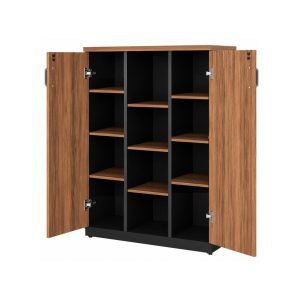 Estante de Escritório Fechada com Chave e Prateleiras 161x120cm Nogal Sevilha / Preto 21415