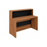 Móveis para Escritório Mesa para Recepção e Balcão Atendimento Madeira Alta Qualidade 1,35x1,13m Nogal Sevilha / Preto 63081