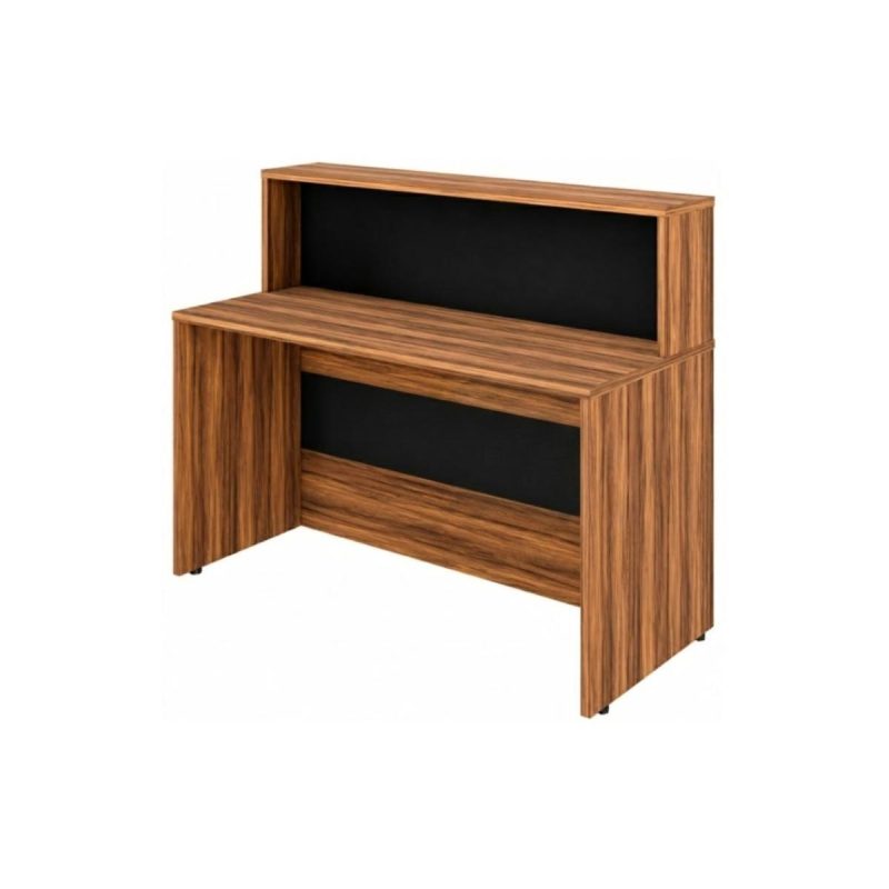 Móveis para Escritório Mesa para Recepção e Balcão Atendimento Madeira Alta Qualidade 1,35x1,13m Nogal Sevilha / Preto 63081