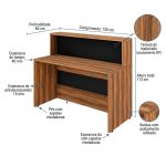 Móveis para Escritório Mesa para Recepção e Balcão Atendimento Madeira Alta Qualidade 1,35x1,13m Nogal Sevilha / Preto 63081