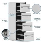 Móveis de Aço Arquivo de Aço 04 Gav. - CHAPA # 26 - S/ TRILHO TELESC - (60cm) - 1,33x0,47x0,60m - CZ/CZ - W3 - 18000