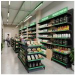 Gondola Centro 137 FIT Continuação Preto 8 Bandeja Etiqueta Verde - 39301