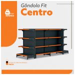 Gôndola Centro Preta Continuação 137 com 8 Bandeja Etiqueta Laranja - 39304