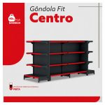Gôndola Centro Preta Continuação 137 com 8 Bandeja Etiqueta Vermelha - 39303