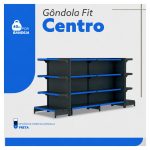 Gôndola Centro Preta Continuação 137 com 8 Bandeja Etiqueta Azul - 39302