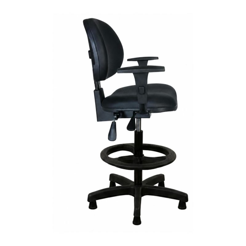Cadeiras Escritório Cadeira CAIXA Executiva Base PLAXMETAL c/ Braços Reguláveis - Corino Preto - 34041