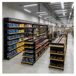 Gôndola Centro Preta Continuação 1,70m com 10 Bandeja Etiqueta Amarela - 39307
