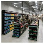Gôndola Centro Preta Continuação 1,70m com 10 Bandeja Etiqueta Verde - 39308
