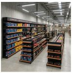 Gôndola Centro Preta Inicial 1,70m com 10 Bandeja Etiqueta Laranja - 39406