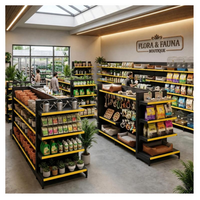 Gôndola Centro Preta Inicial 137 com 8 Bandeja Etiqueta Amarelo - 39402