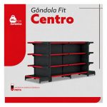 Gôndola Centro Preta Inicial 137 com 8 Bandeja Etiqueta Vermelha - 39403