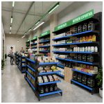 Gôndola Centro Preta Inicial 137 com 8 Bandeja Etiqueta Azul - 39405