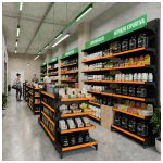 Gôndola Centro Preta Inicial 137 com 8 Bandeja Etiqueta Laranja - 39404