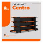 Gôndola Centro Preta Inicial 137 com 8 Bandeja Etiqueta Laranja - 39404