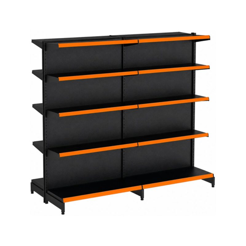 Gôndola Centro Preta Inicial 1,70m com 10 Bandeja Etiqueta Laranja - 39406