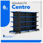 Gôndola Centro Preta Inicial 1,70m com 10 Bandeja Etiqueta Azul - 39407