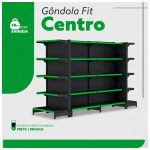 Gôndola Centro Preta Inicial 1,70m com 10 Bandeja Etiqueta Verde - 39408