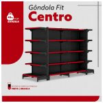 Gôndola Centro Preta Inicial 1,70m com 10 Bandeja Etiqueta Vermelha - 39410