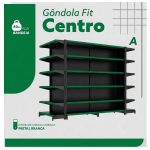 Gôndola Centro Preta Inicial 2,02m com 12 Bandeja Etiqueta Verde - 39413