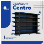 Gôndola Centro Preta Inicial 2,02m com 12 Bandeja Etiqueta Azul - 39414