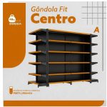 Gôndola Centro Preta Inicial 2,02m com 12 Bandeja Etiqueta Laranja - 39415