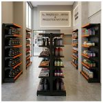 Gôndola Centro Preta Inicial 2,02m com 12 Bandeja Etiqueta Laranja - 39415
