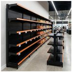 Gôndola Parede Preta Continuação 1,70m com 5 Bandejas Etiqueta Laranja - 39514