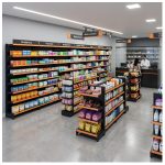 Gôndola Parede Preta Inicial 1,70m com 5 Bandejas Etiqueta Laranja - 39501