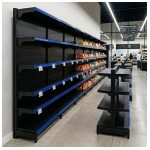 Gôndola Parede Preta Continuação 1,70m com 5 Bandejas Etiqueta Azul - 39513